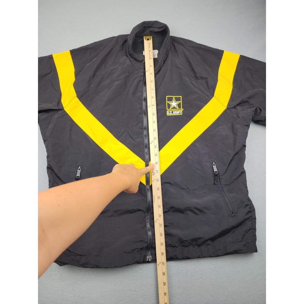 US Army Jacket Mens Medium Black APFU Physical Fitness Zip Nylon PT Uniform - Picture 5 of 8